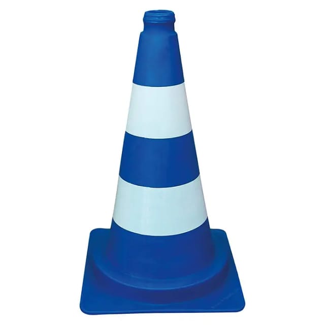 Schake Leitkegel tagesleuchtend, blau / weiß, Höhe: 500 mm