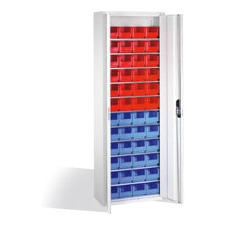 C+P Magazinschrank mit 48 Sichtlagerkästen, H1980xB700xT300mm Front Lichtgrau Korpus Lichtgrau
