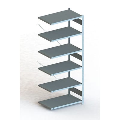 Meta Steckregal Anbauregal S3 CLIP 150 AR 2500 x 1000 x 600 mm lichtgrau + 6 Böden