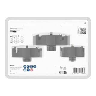 Bosch Wood and Drywall Lochsägen-Set mit Aufsteckhalter+Zentrierbohrer, 68/86/100x27mm