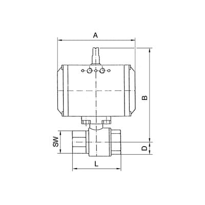Riegler Messingkugelhahn, pneumat. Stellantrieb doppeltwirk., Rp 1, L=116