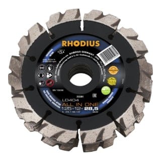 RHODIUS TOPline LD404 ALL IN ONE Diamanttrennscheibe 125 x 12,0 x 28,5 x 22,23 mm