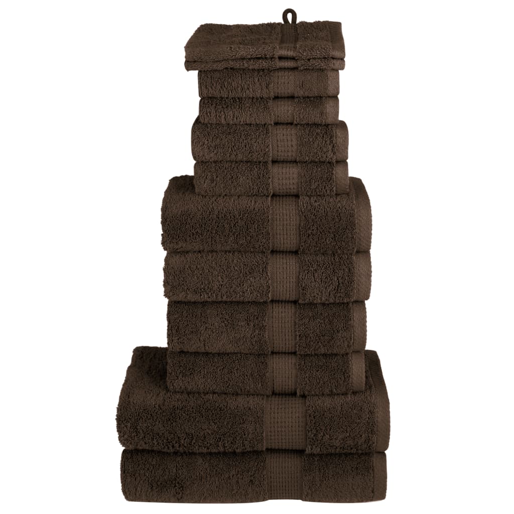 12 Tlg. Premium-handtuch-set Solund Braun 600 G/m² Vidaxl