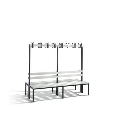 C+P Doppelseitige Garderobenbank Basic, H1650xB1960xT756mm Farbe Sitzleisten Lichtgrau Farbe Gestell Schwarzgrau