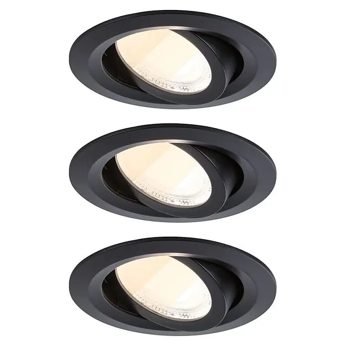 Paulmann LED-Einbauleuchten-Set rund FixedLED Whiteselect (4,7 W, Ø x H: 8,2 x 3,5 cm, Schwarz, 3 Stk., Warmweiß)