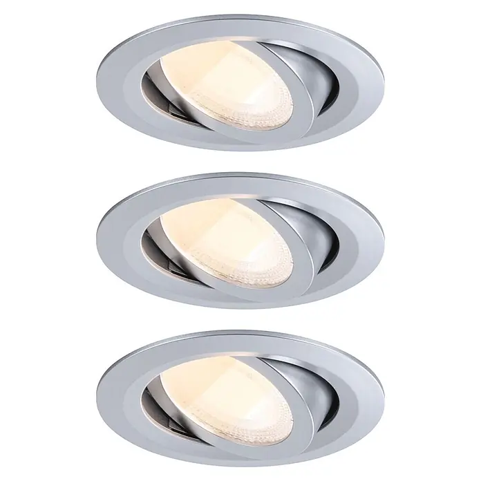 Paulmann LED-Einbauleuchten-Set rund FixedLED Whiteselect (4,7 W, Ø x H: 8,2 x 3,5 cm, Chrom matt, 3 Stk., Warmweiß)