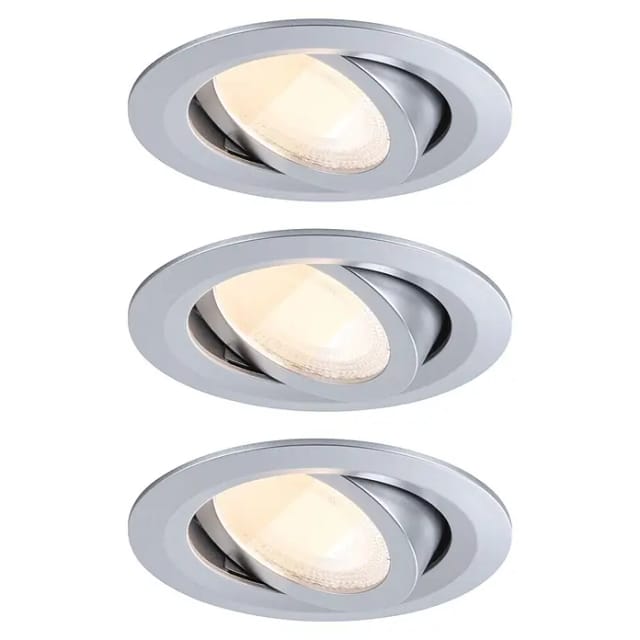Paulmann LED-Einbauleuchten-Set rund FixedLED Whiteselect (4,7 W, Ø x H: 8,2 x 3,5 cm, Chrom matt, 3 Stk., Warmweiß)