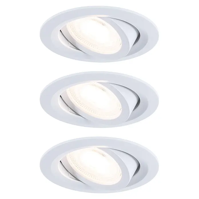 Paulmann LED-Einbauleuchten-Set rund FixedLED (Ø x H: 8,2 x 3,5 cm, Weiß, 3 Stk., Warmweiß)
