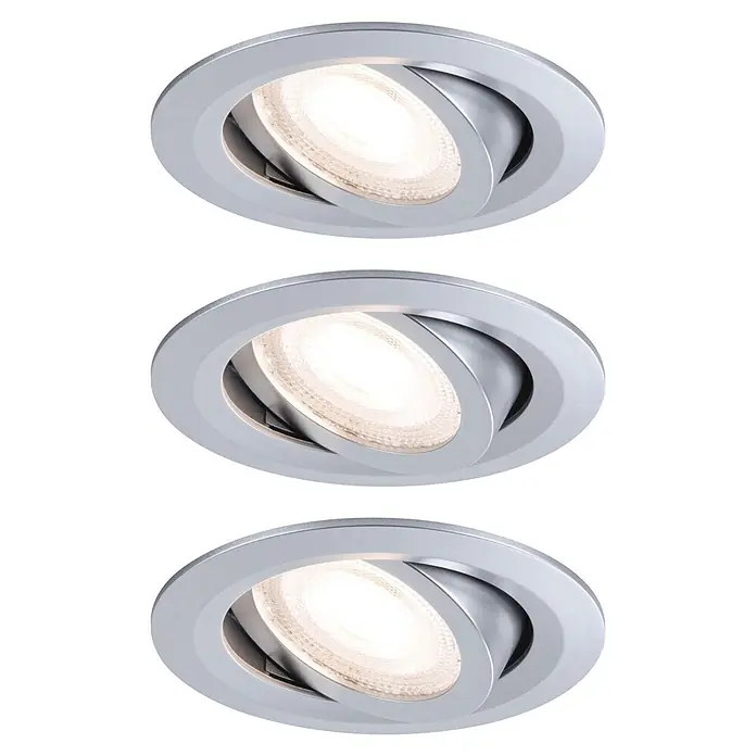 Paulmann LED-Einbauleuchten-Set rund FixedLED (Ø x H: 8,2 x 3,5 cm, Chrom matt, 3 Stk., Warmweiß)
