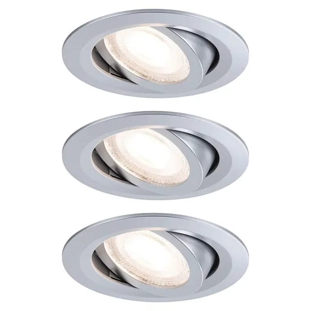 Paulmann LED-Einbauleuchten-Set rund FixedLED (Ø x H: 8,2 x 3,5 cm, Chrom matt, 3 Stk., Warmweiß)