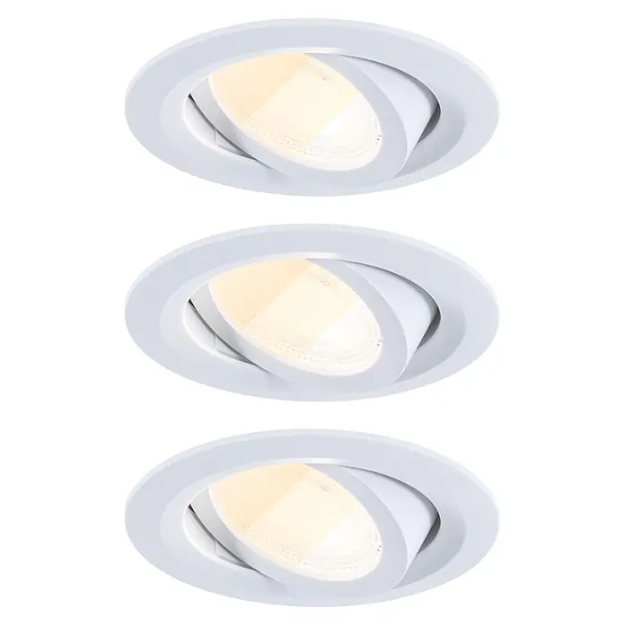 Paulmann LED-Einbauleuchten-Set rund FixedLED Whiteselect (4,7 W, Ø x H: 8,2 x 3,5 cm, Weiß, 3 Stk., Warmweiß)