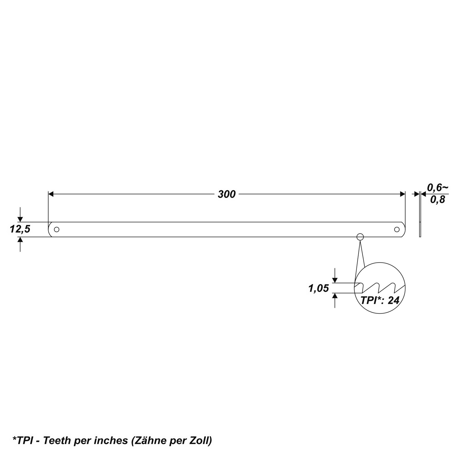 Sägeblatt für Handsäge Metall PVC Holz Bügelsege 300 mm / 12,5 mm / T24 Bild 4