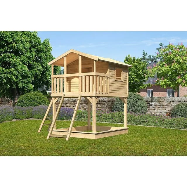 KARIBU Stelzenhaus, BxHxT: 198 cm x 309 cm x 244 cm, natur - braun