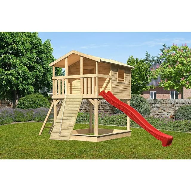KARIBU Spielturm, BxHxT: 198 cm x 309 cm x 244 cm, natur - braun