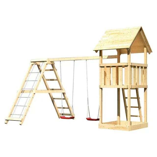 KARIBU Spielturm, BxHxT: 107 cm x 291 cm x 107 cm, natur - braun