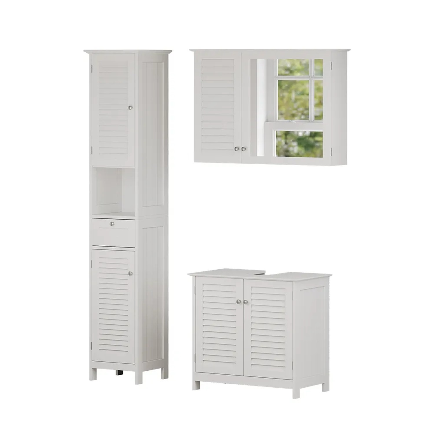 Vicco Badmöbel-Set Riad Weiß 3 Teile Option 5