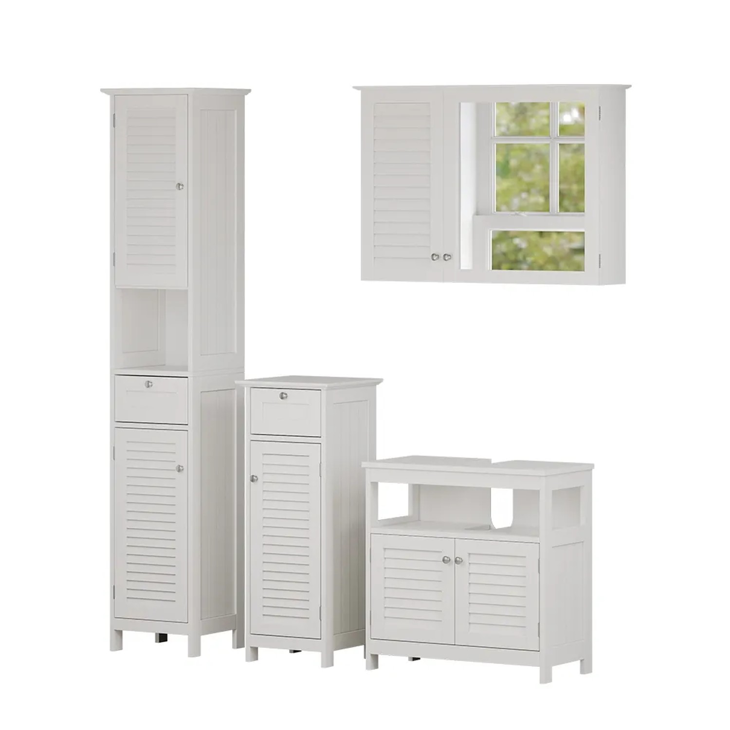 Vicco Badmöbel-Set Riad Weiß 4 Teile Option 1