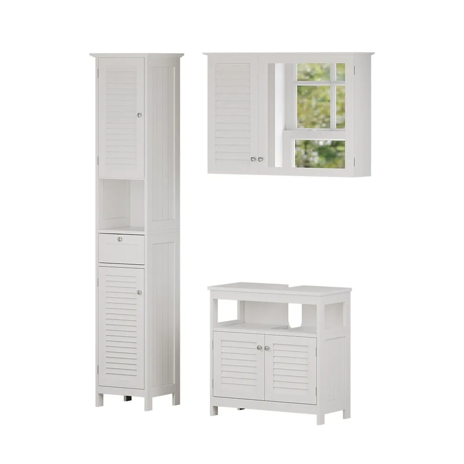 Vicco Badmöbel-Set Riad Weiß 3 Teile Option 2