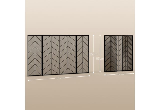 HOMCOM Kaminschutzgitter Stahl Schwarz 135L x 1,2B x 85H cm