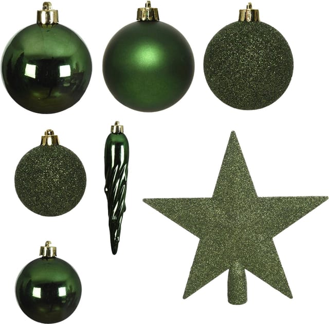 Kaemingk Weihnachtsbaumkugeln Bruchfest 8 cm 33 Stueck Gruen