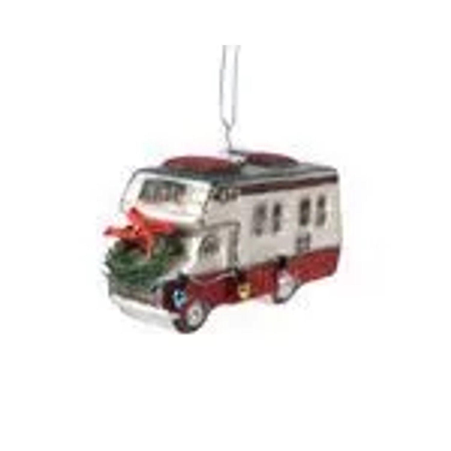 Kaemingk Christbaumschmuck Wohnmobil Glas 11 cm Weiss Rot