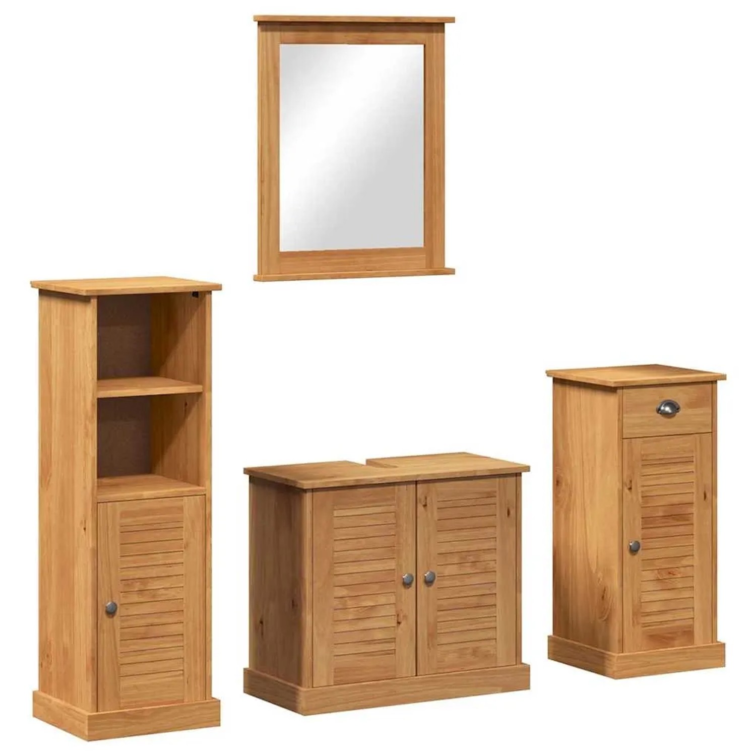 vidaXL Badezimmermöbel-Set mit Regal VIGO 4-Tlg Braun 37 x 34 x 110 cm 3328545