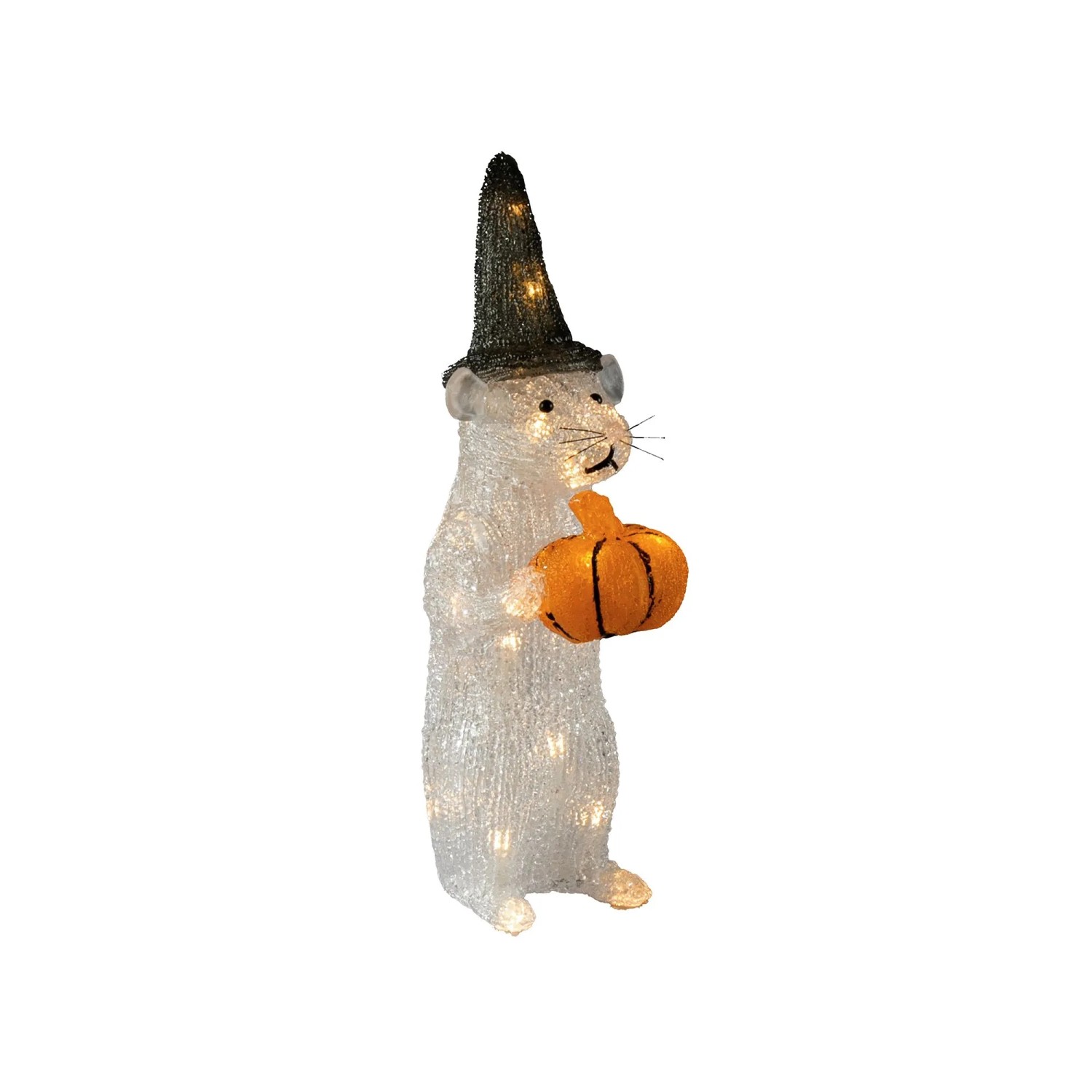 Konstsmide Dekofigur Maus mit Kürbis & 24 Warmweißen LEDs für Außen 29 x 15 cm