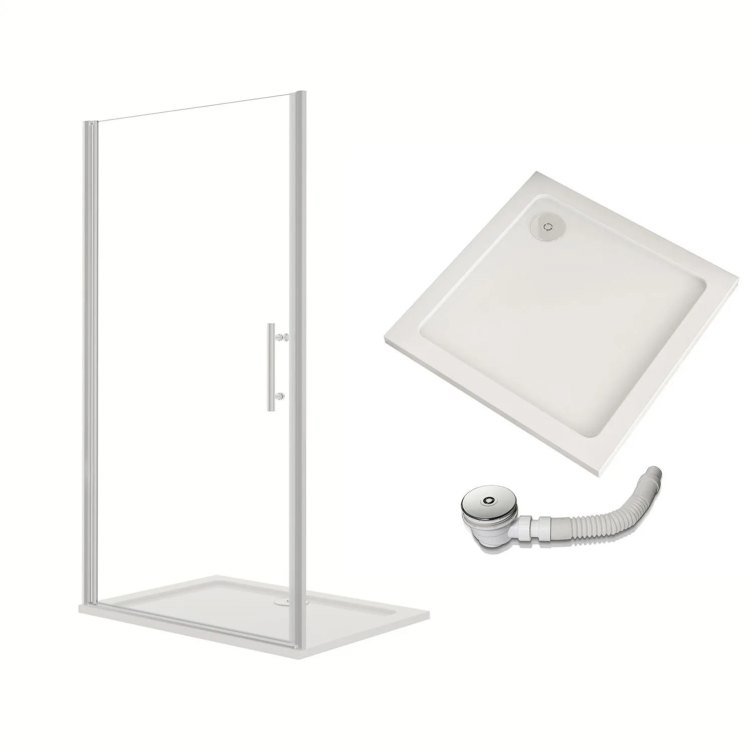 AICA Komplett Duschkabine 90x195cm Drehtür Inklusive Duschwanne 90x90cm Und Ablaufgarnitur