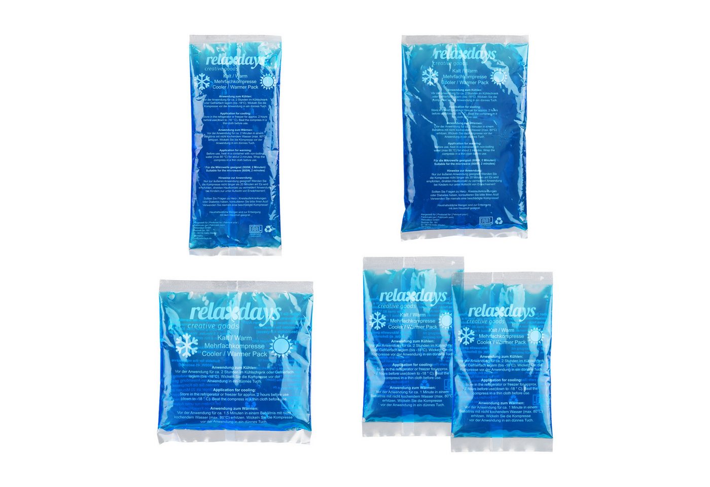 Relaxdays Kühlpads Set Kunststoff Gel Blau 5er Pack Auslaufsicher 26 cm x 16 cm x 1 cm Bild 3