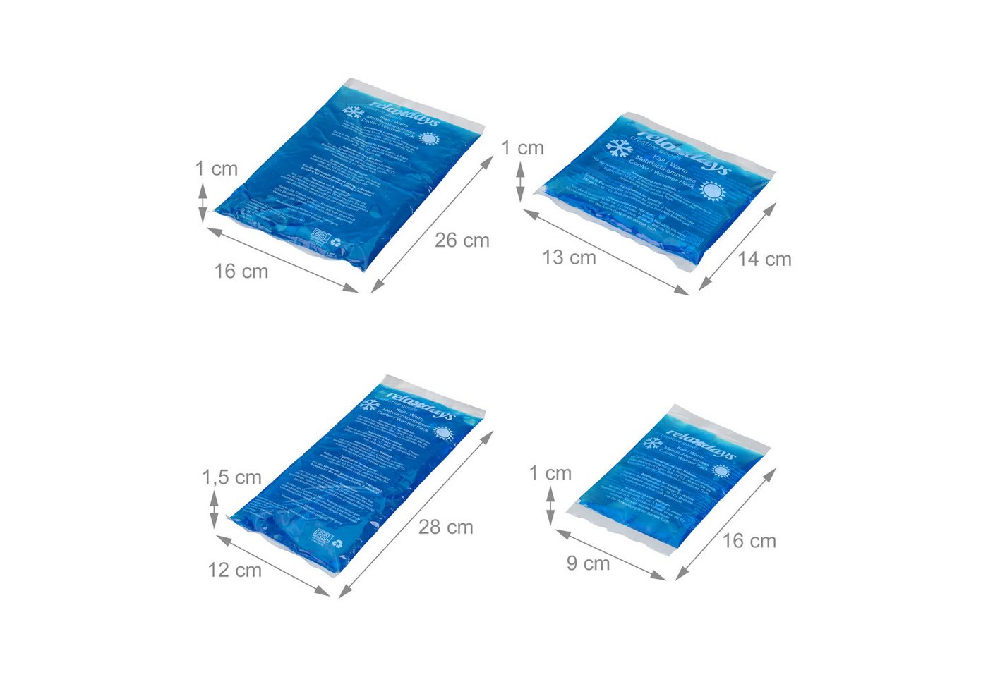 Relaxdays Kühlpads Set Kunststoff Gel Blau 5er Pack Auslaufsicher 26 cm x 16 cm x 1 cm Bild 5