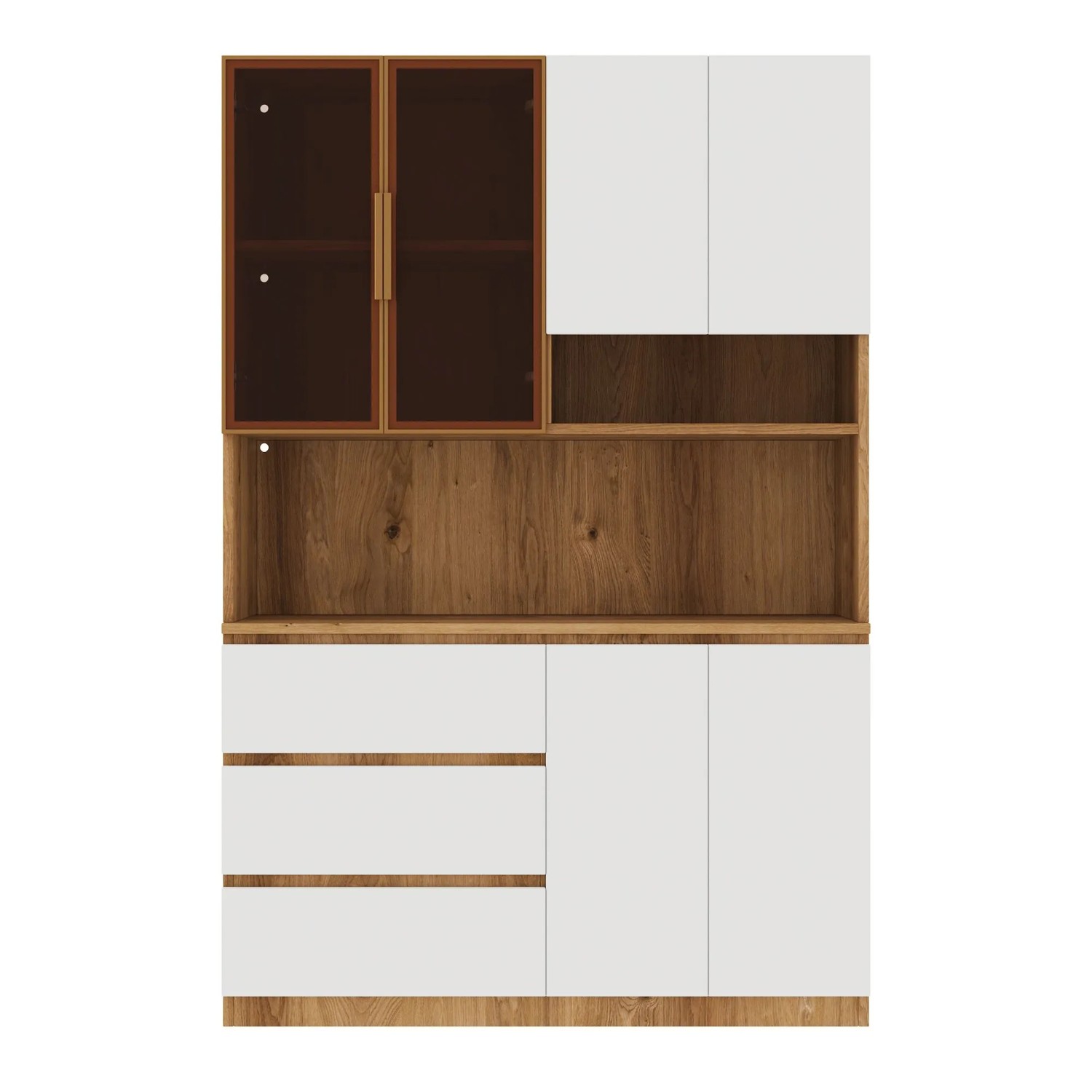 Merax Küchenschrank 120,5x40x180cm LED 6 Türen Weiß
