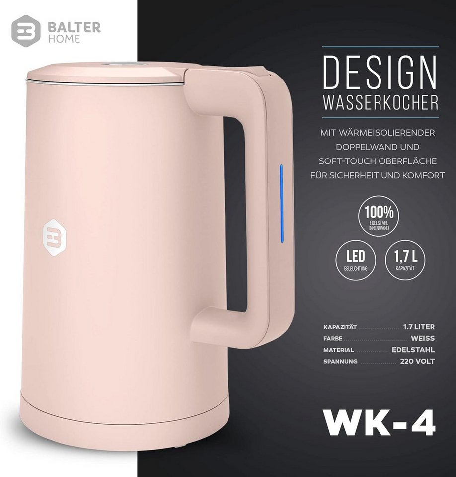 Balter Wasserkocher WK-4 Edelstahl Doppelwand Design BPA Frei Pink Bild 4