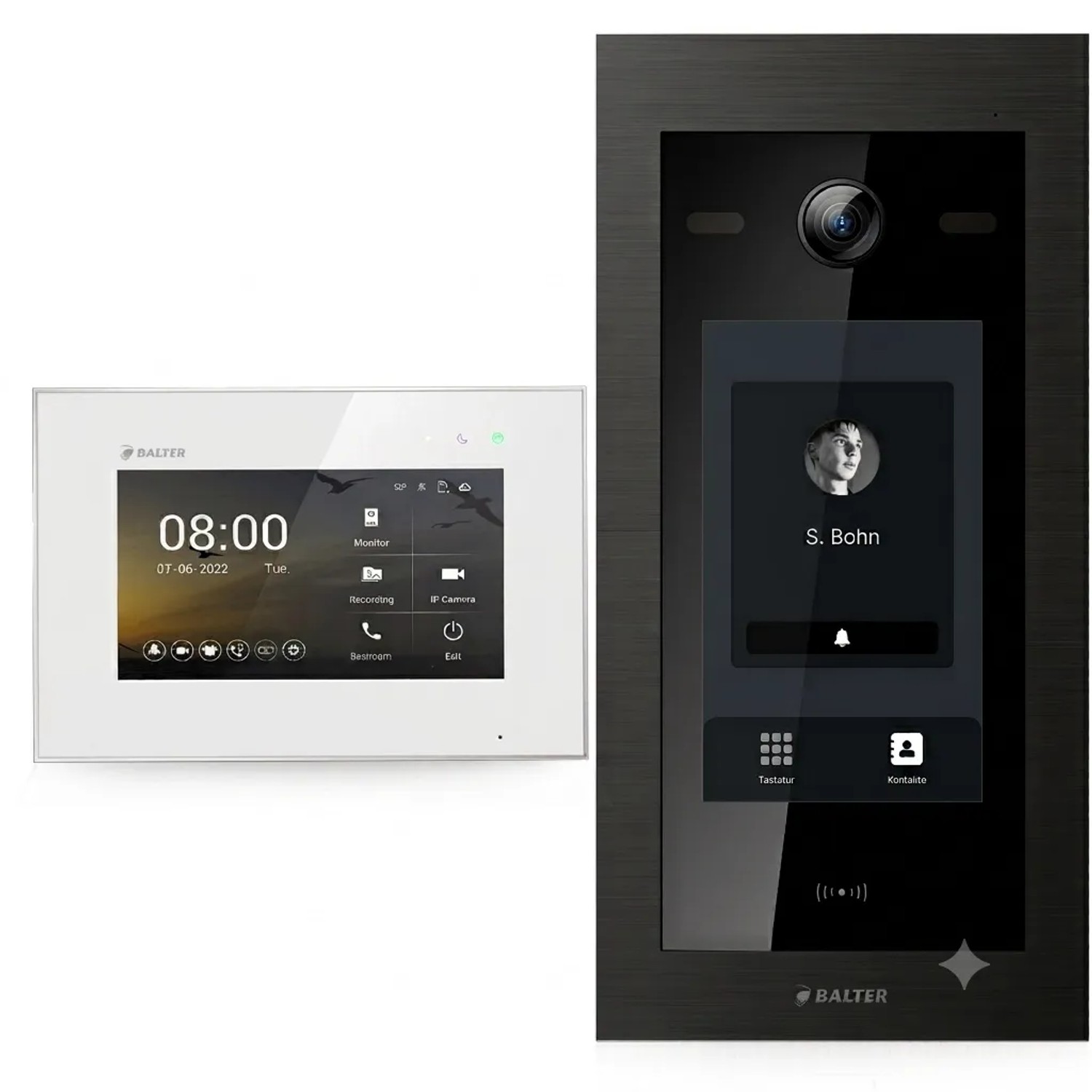 Balter EVO HD Touch Video Türsprechanlage Touchscreen RFID Einfamilienhaus 1x 7 Zoll Monitor Weiß Schwarz