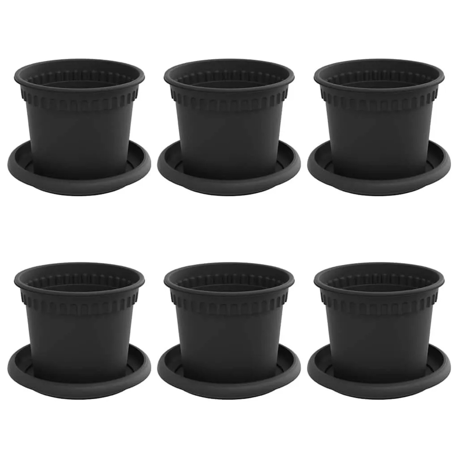 vidaXL Blumentöpfe 6 Stk Schwarz Ø 12,5 x 10 cm Kunststoff 3403258