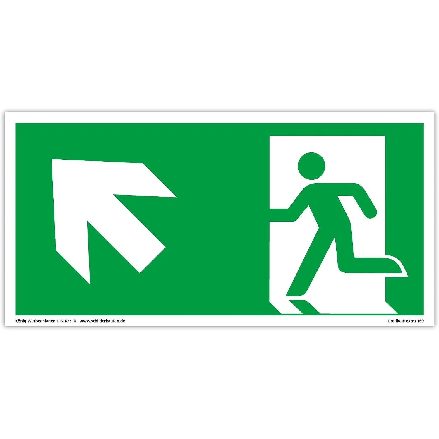 Dreifke Notausgangsschild Langnachleuchtend PVC 297 x 148 mm Pfeil Links Schräg Aufwärts
