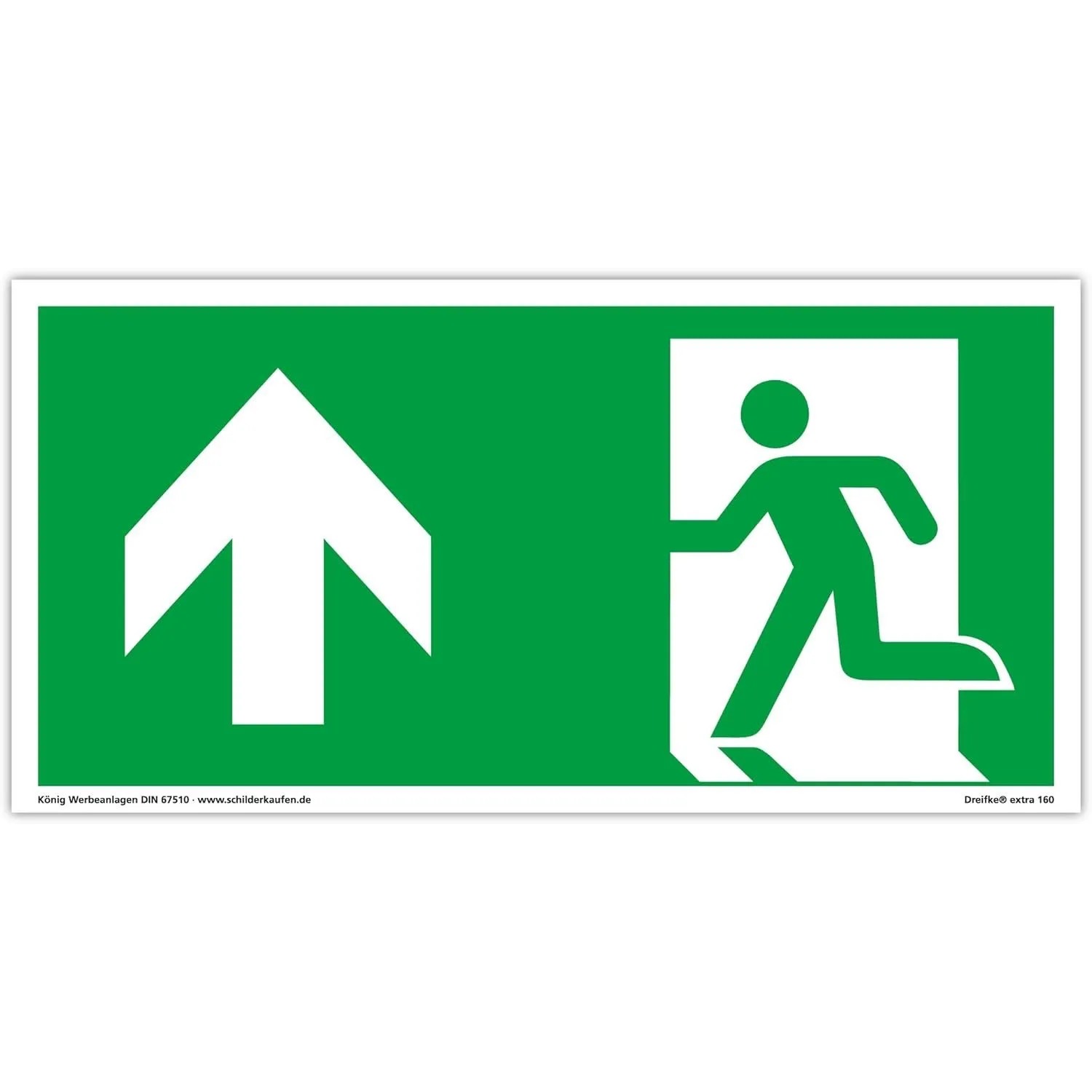 Dreifke Notausgangsschild Langnachleuchtend PVC 297 x 148 mm Pfeil Links Aufwärts Geradeaus