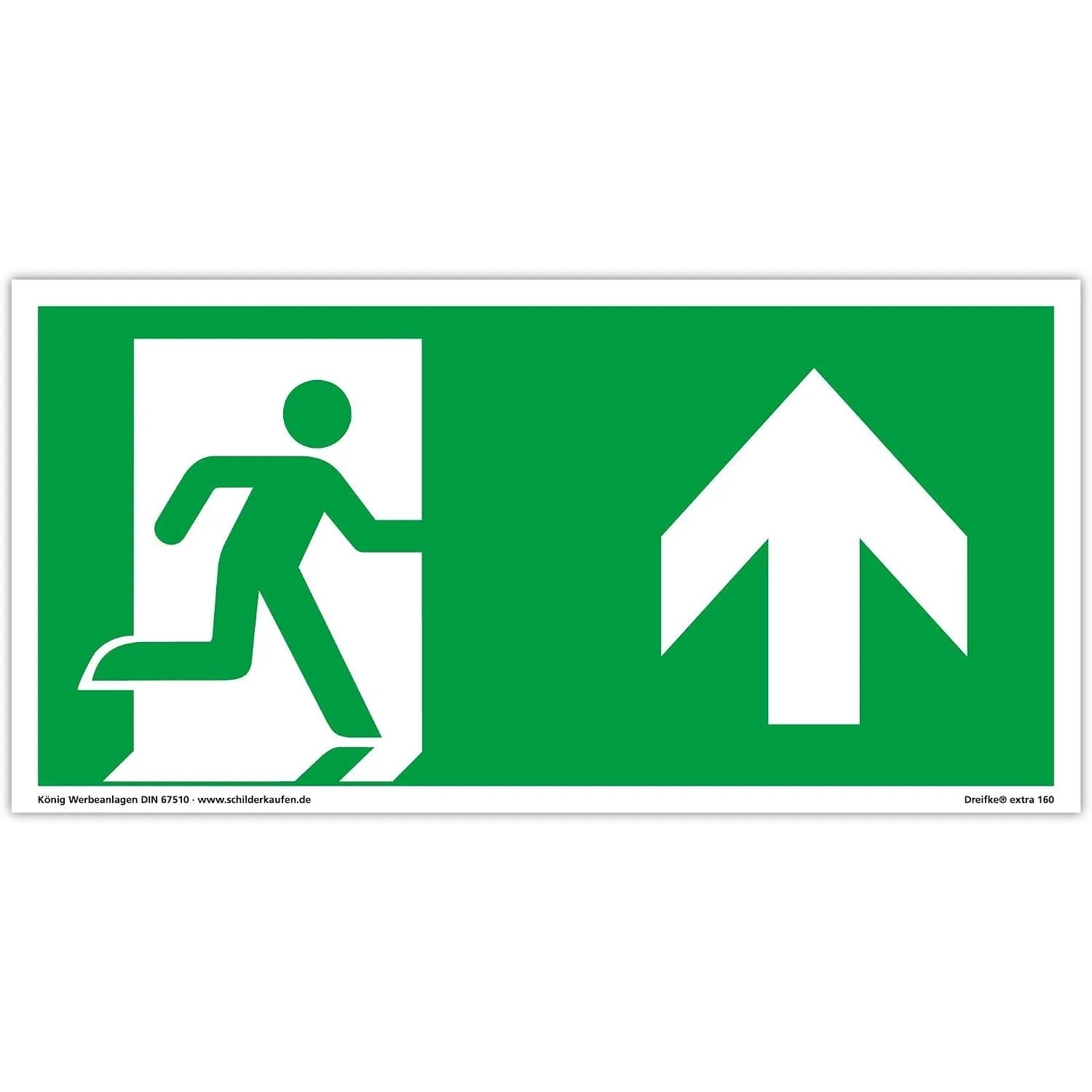 Dreifke Notausgangsschild Langnachleuchtend PVC 297 x 148 mm Pfeil Rechts Aufwärts Geradeaus