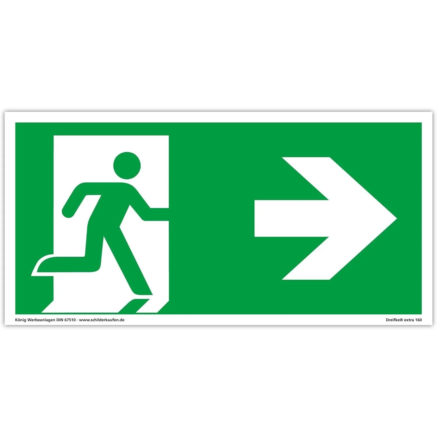 Dreifke Notausgangsschild Langnachleuchtend PVC 297 x 148 mm Pfeil Rechts