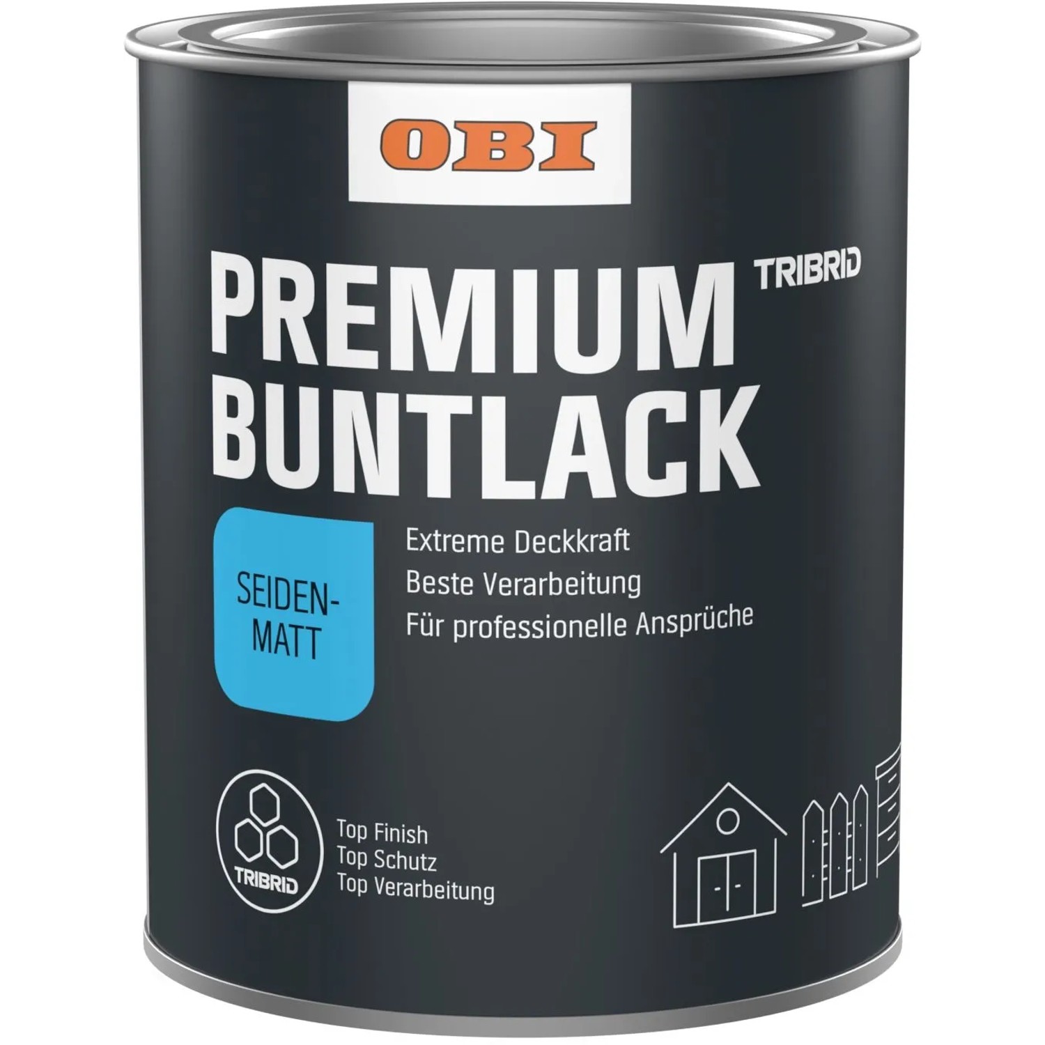 OBI Premium Buntlack Tribrid Graubraun seidenmatt 375 ml