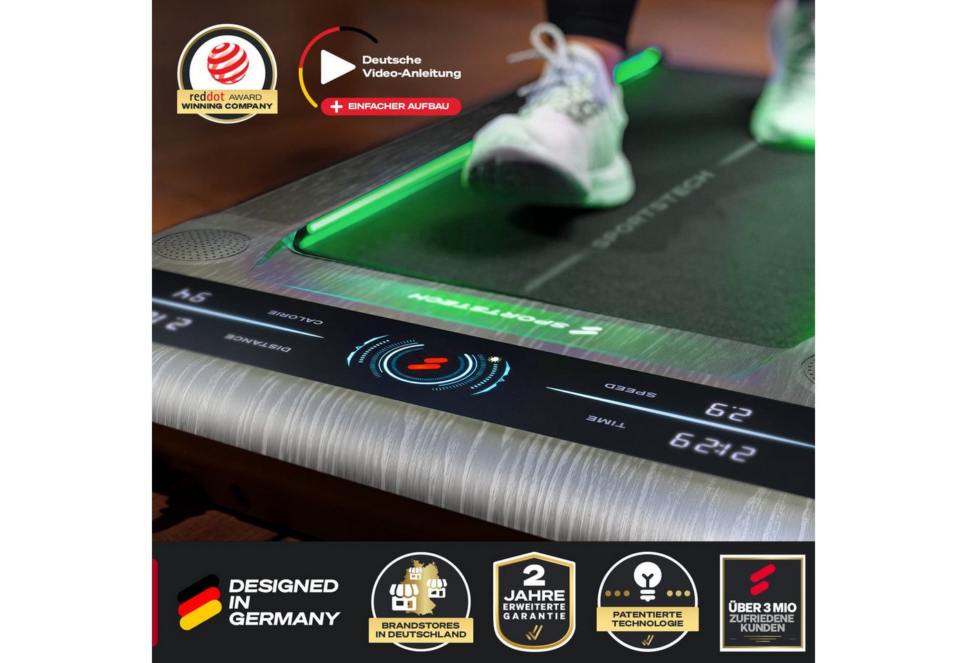 SPORTSTECH 13371 - Walking-Pad, sWalk graue Holzoptik - 2-in-1: Walk bis 6 & Run bi Bild 3