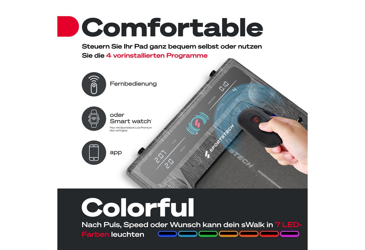 SPORTSTECH 13371 - Walking-Pad, sWalk graue Holzoptik - 2-in-1: Walk bis 6 & Run bi Bild 4