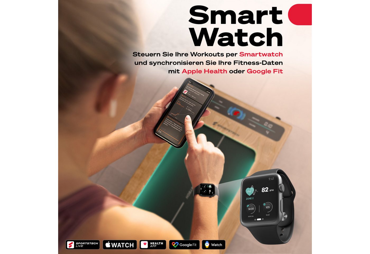 SPORTSTECH 19155 - Walking-Pad, sWalk helle Holzoptik Bild 2