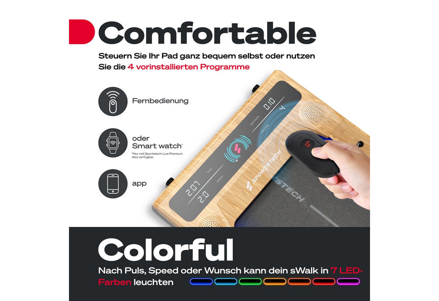 SPORTSTECH 19155 - Walking-Pad, sWalk helle Holzoptik Bild 3