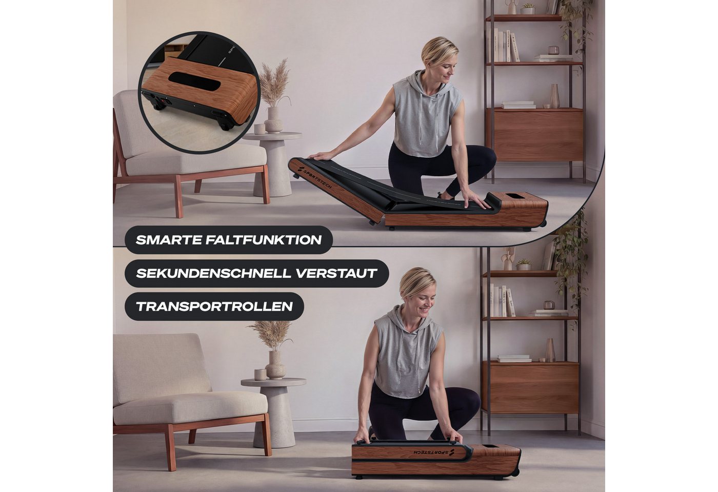 SPORTSTECH 20689 - Walking-Pad, WoodPad Pro dunkelbraun Bild 5