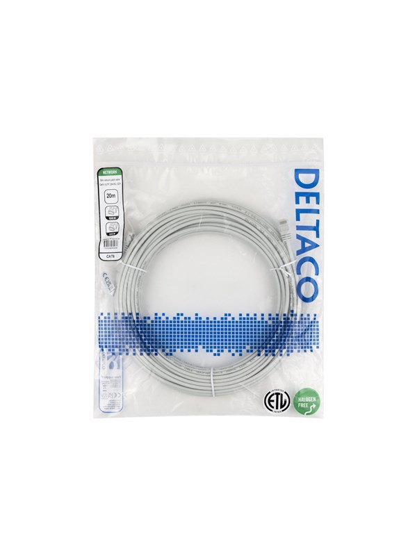 Deltaco patch cable - 20 m - grey - Grau