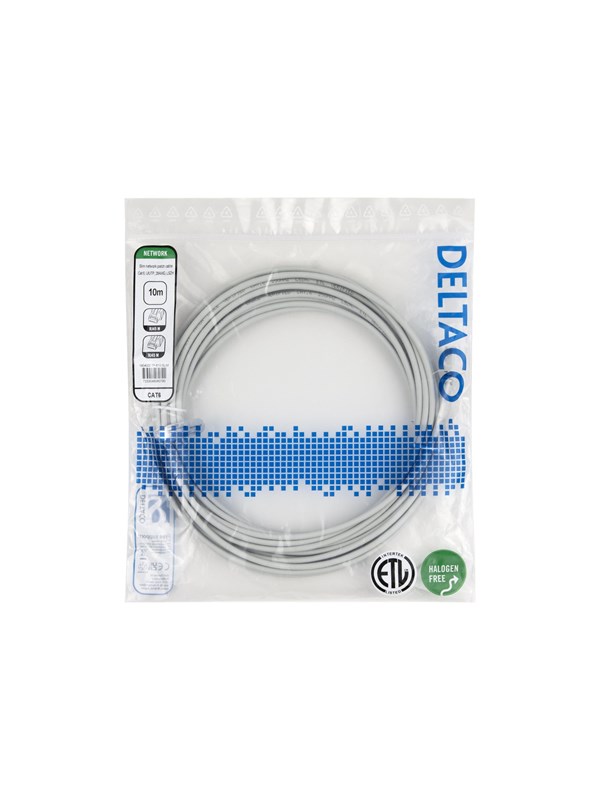 Deltaco patch cable - 10 m - grey - Grau