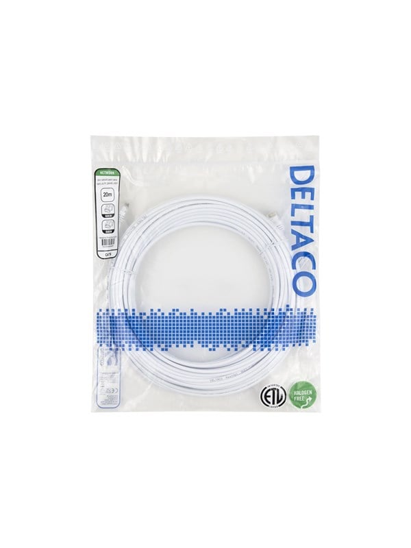 Deltaco patch cable - 20 m - white - Weiß