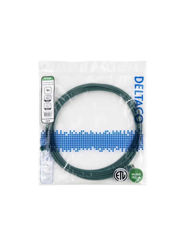 Deltaco patch cable - 5 m - green - Grün