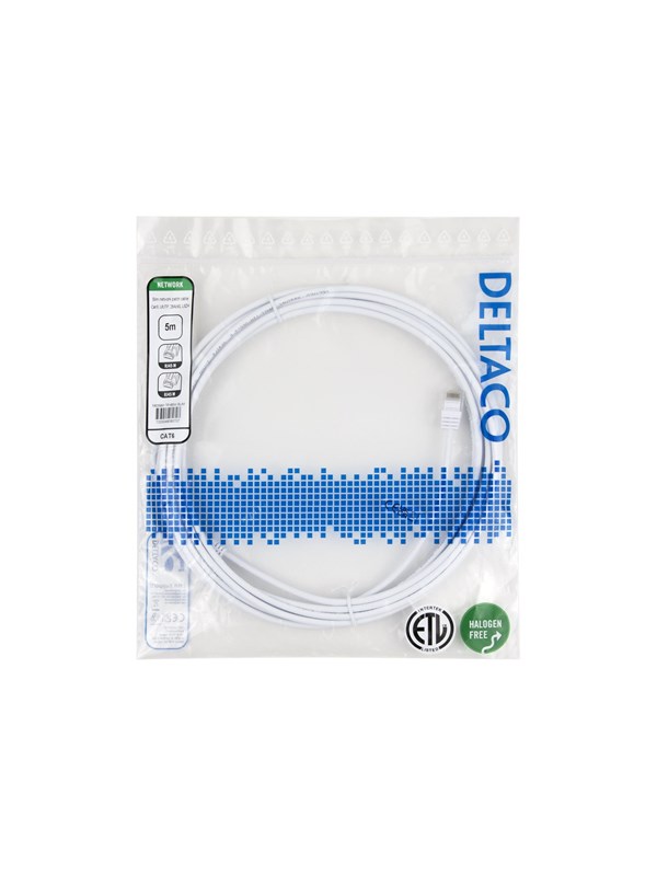 Deltaco patch cable - 5 m - white - Weiß