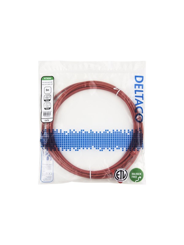 Deltaco patch cable - 5 m - red - Rot